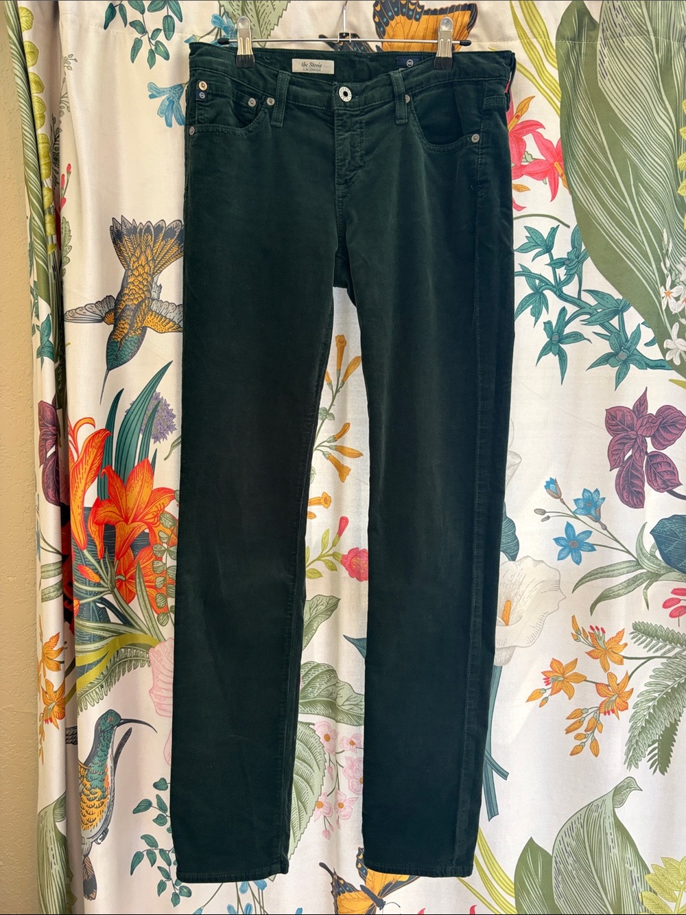 AG Adriano Goldschmied Dark Green Slim Corduroy Jeans